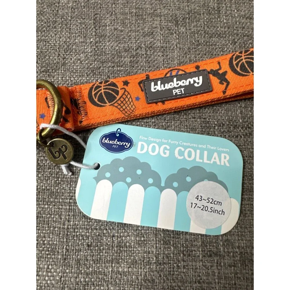 Blueberry Pet Passion Orange Basketball Design Large Dog Collar Metal Buckle